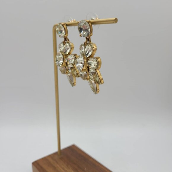 J Crew Clear Crystal Cluster Drop Earrings - Picture 5 of 8